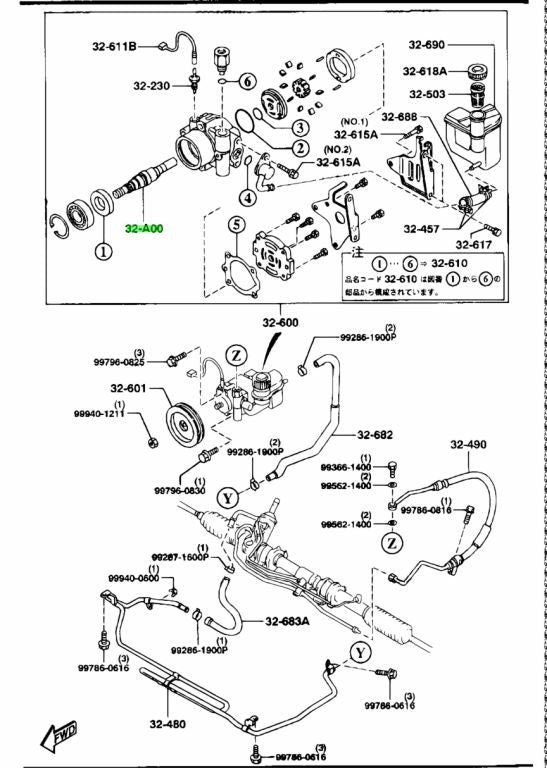 OEM Mazda GA2A-32-607 Power Steering Pump Shaft Genuine OEM0