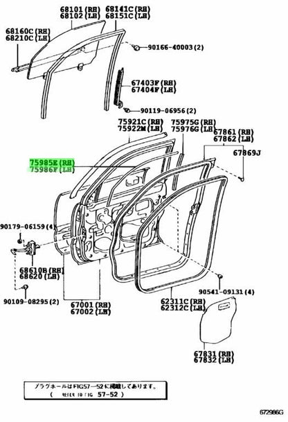 Genuine Toyota 4Runner FR Door Outside Stripe RH LH Set 75985-3D321 75986-3D2011