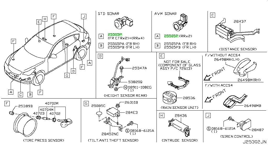 Genuine Nissan Parking Sonar Sensor Assembly 25994-1BA0E1