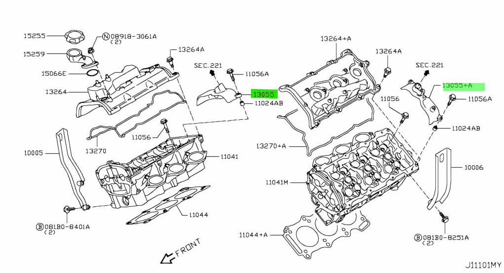 Genuine Nissan GT-R R35 Camshaft Sensor Bracket Set 13055-JF00A 13055-JF00B NEW1