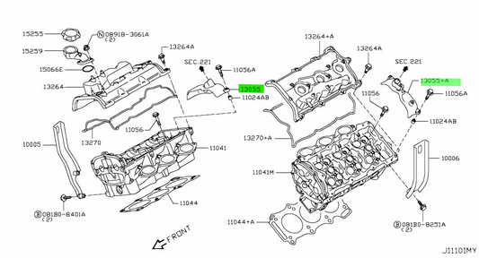 Genuine Nissan GT-R R35 Camshaft Sensor Bracket Set 13055-JF00A 13055-JF00B NEW1