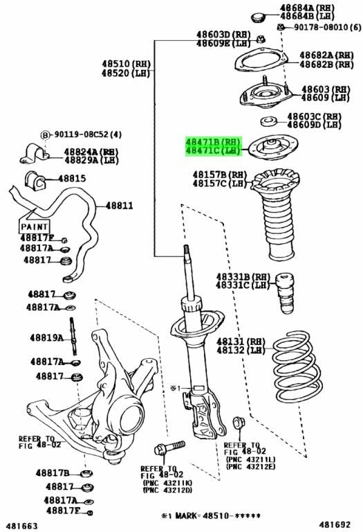 Genuine Toyota Front Coil Spring Upper Seat 48044-52010 Echo Funcargo Platz1