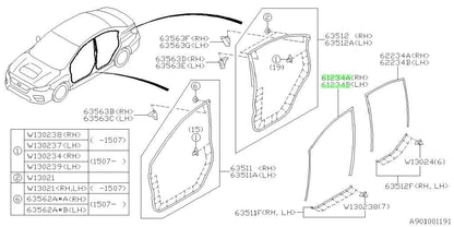 NEW Genuine Subaru Front Door Window Run Channel R&L Set OEM 63527VA/100-1100