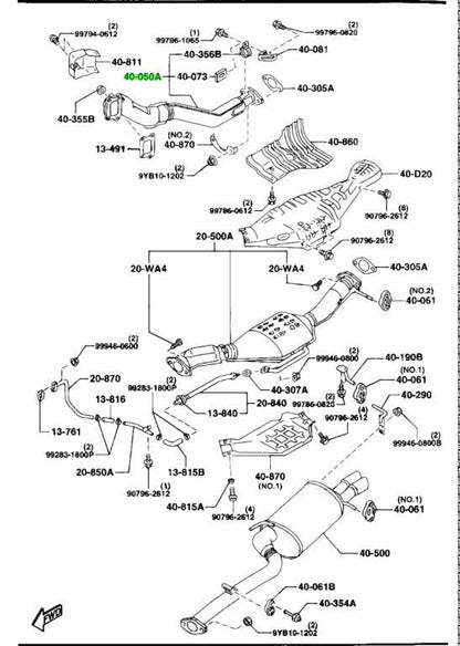 OEM Mazda N3A7-40-500A Front Exhaust Pipe RX-7 FD3S Genuine0