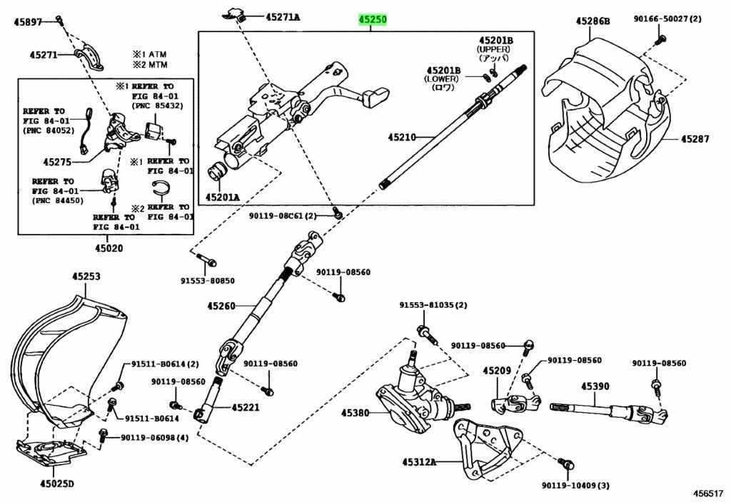 45250-2F430 Toyota Column assy, steering 452502F430, New Genuine OEM Part0