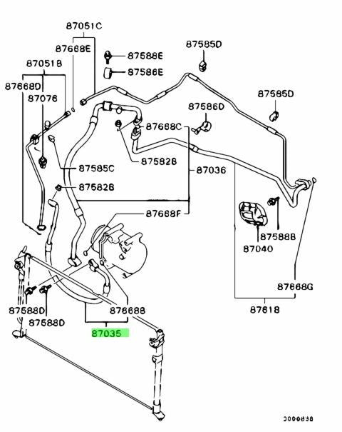 OEM HOSE,A/C COMPRESSOR DISCHARGE Mitsubishi Lancer Evo VII GT-A MR568204