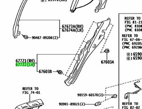Genuine Lexus GS F GS Rear Door Trim Cover LH 67722-30160-C01