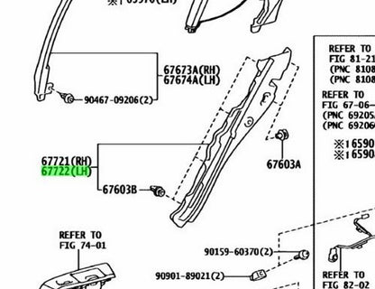 Genuine Lexus GS F GS Rear Door Trim Cover LH 67722-30160-C01