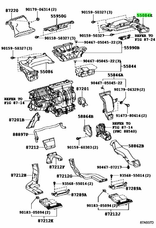 OEM Genuine TOYOTA Lexus Heater To RegisterDuct No.1 Assy 55084-75040 55084750400