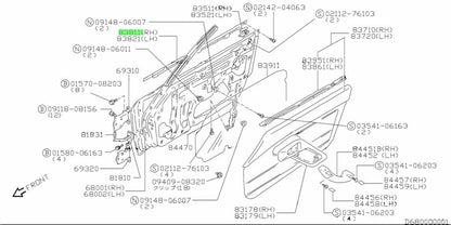 83811-80F00-000 Suzuki Weatherstrip,fr dr out,r 8381180F00000, New Genuine OEM P1