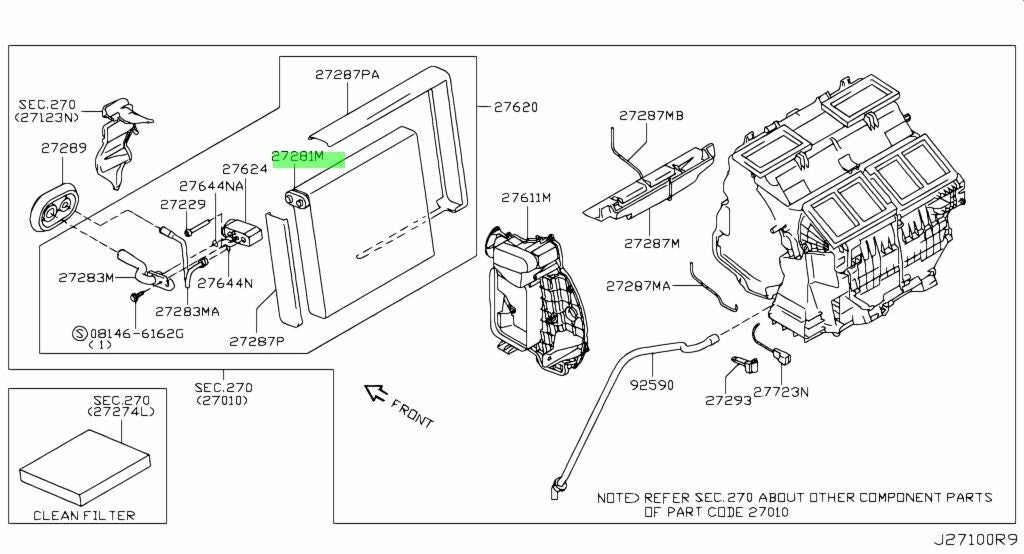 Genuine Nissan R35GT-R GTR Front Evaporator ASSY 27281-JF00A 27281JF00A