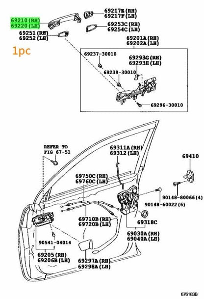 Toyota Prado Front Door Handle Silver Metallic 1F7 69210-60150-B0 OEM0