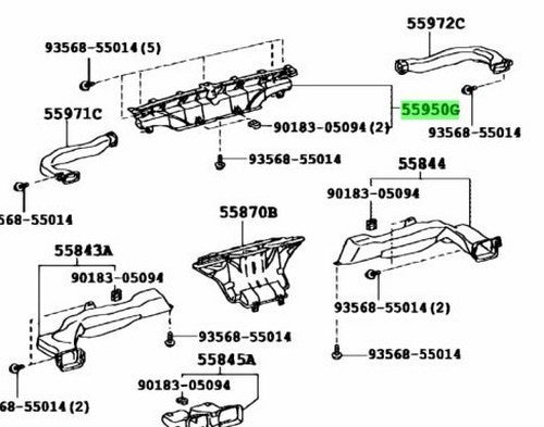55950-60160 Toyota Nozzle assy, defroster 5595060160, New Genuine OEM Part0