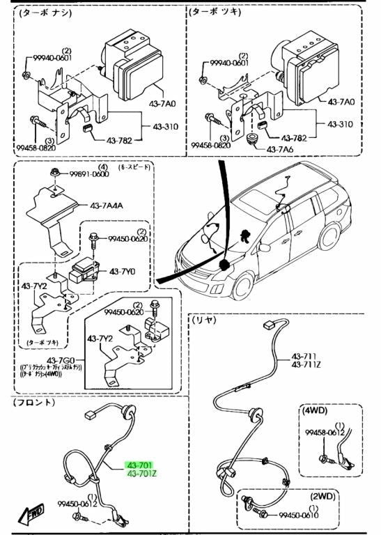 Genuine Mazda CX-7 ER3P Front ABS Speed Sensor Pair L206-43-70XB EG23-43-73X1