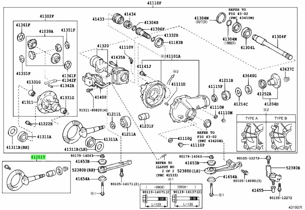 41201-80327 Toyota Final gear kit, differential, front 4120180327, New Genuine O0