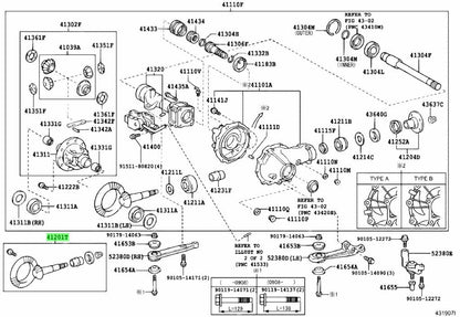 41201-80327 Toyota Final gear kit, differential, front 4120180327, New Genuine O0