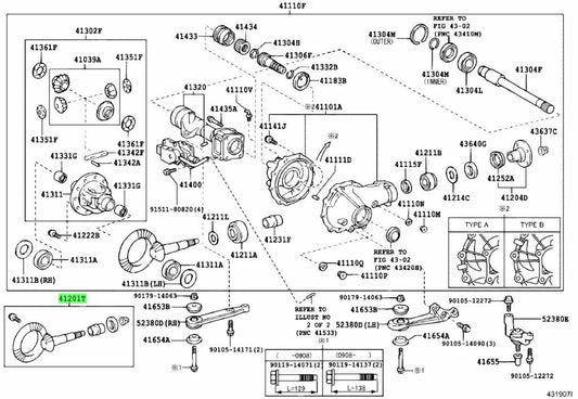 41201-80327 Toyota Final gear kit, differential, front 4120180327, New Genuine O0
