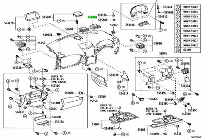 TOYOTA LEXUS RX270/350/450H Instrument Panel Register Assembly No.4 55680-480600