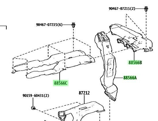 OEM Genuine TOYOTA Lexus Cooler Air Duct Set No.1/2/3 88566-V2020/V2030/V20401