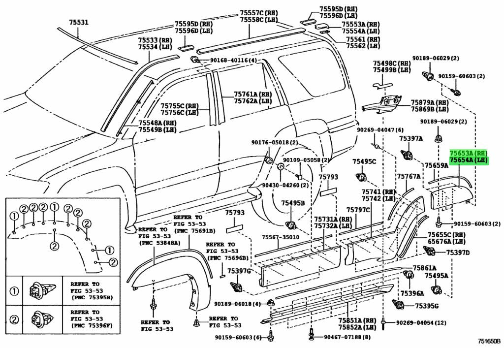 Genuine Toyota 4Runner Quarter Molding RH LH Set 75653-35100-B0 75654-35100-B01