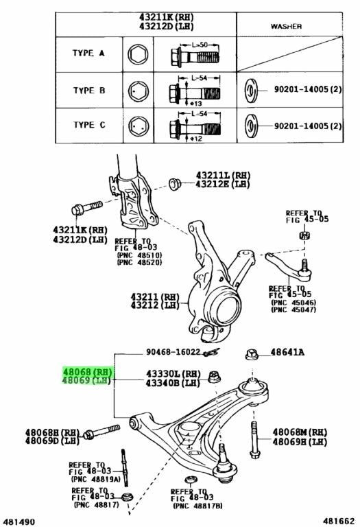 Genuine Toyota Front Lower Control Arm RH LH Set 48068-59055 48069-59055 Echo1