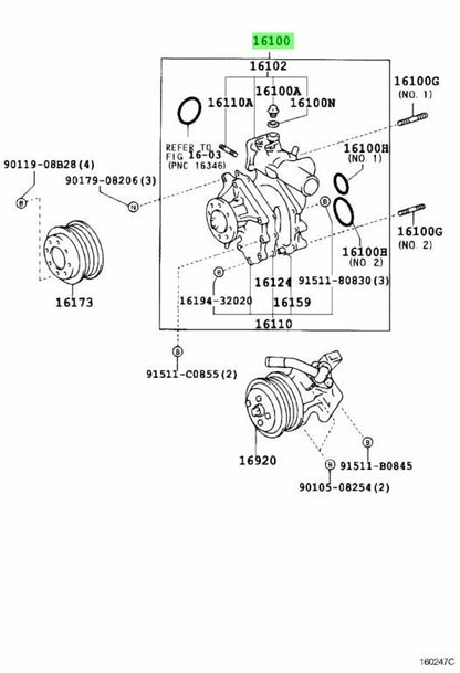 Toyota Genuine Century PUMP ASSY WATER 16100-393861