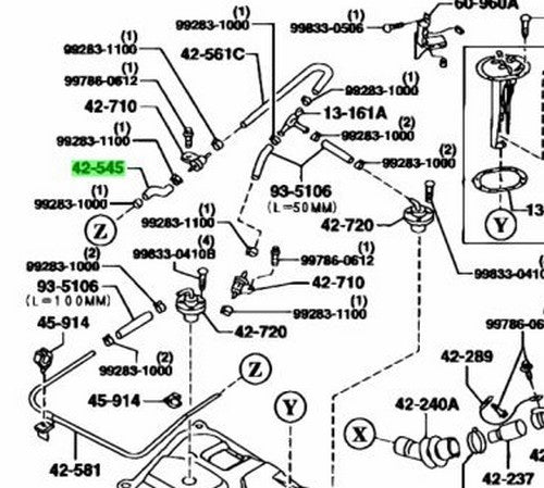 OEM MAZDA FUEL HOSE RX-7 FD3S FD01-42-5451