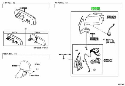 Toyota Harrier ACU30W ACU35W Mirror Set RH LH OEM 87910-48190-B1 87940-48190-B11