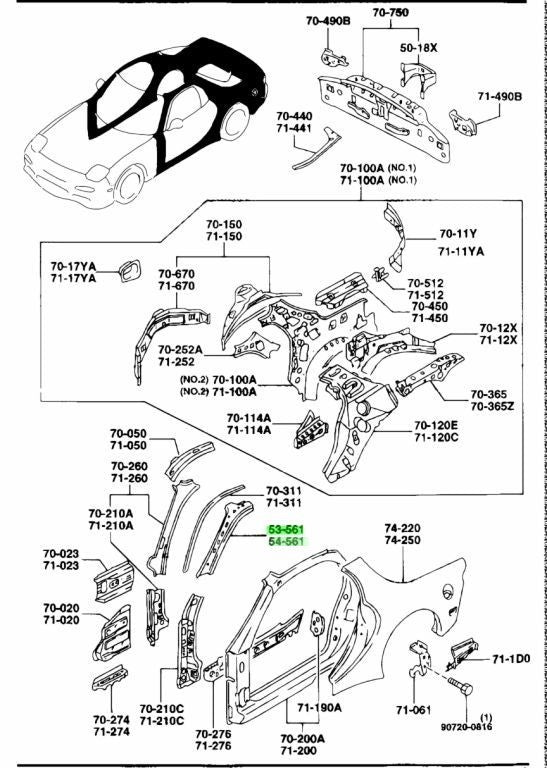 OEM MAZDA F. PILLAR REINFORCEMENT RH/LH SET RX-7 FD3S FD01-70-242B FD01-71-242B0