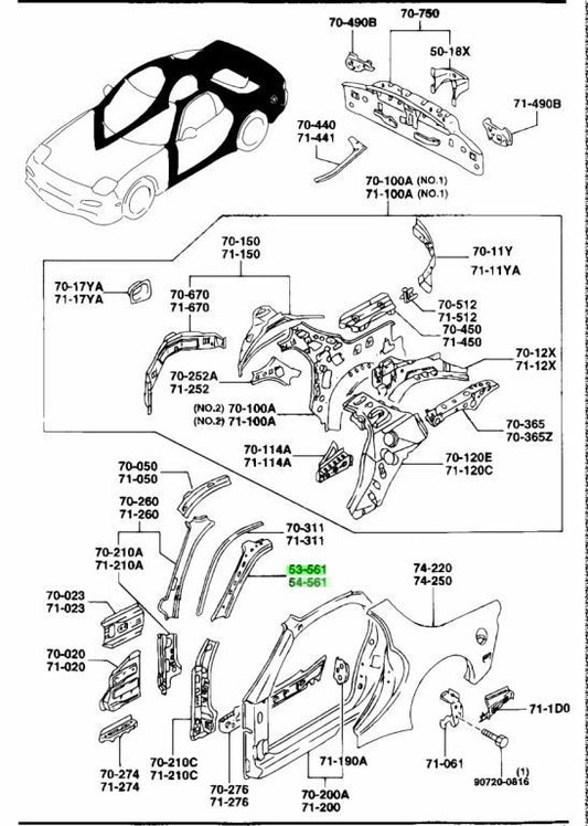 OEM MAZDA F. PILLAR REINFORCEMENT RH/LH SET RX-7 FD3S FD01-70-242B FD01-71-242B0