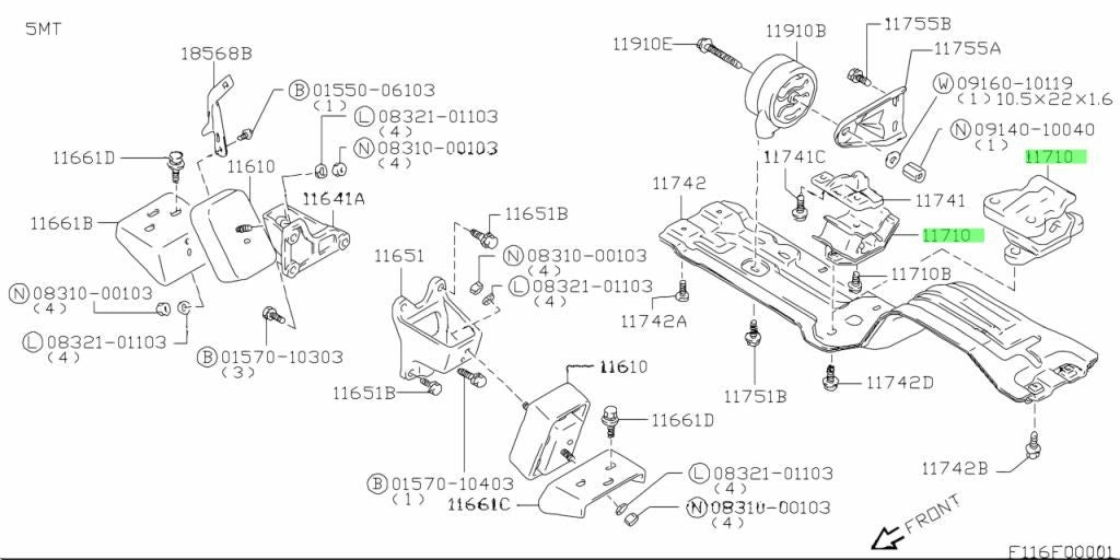 11710-77E00-000 Suzuki Mounting,eng rr 1171077E00000, New Genuine OEM Part