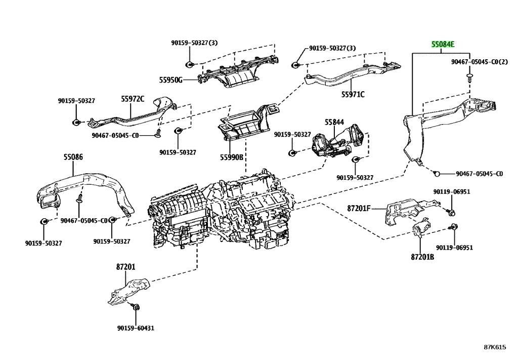 OEM TOYOTA Lexus Heater To Register Duct Sub Assy No.1 55084-60140 5508460140