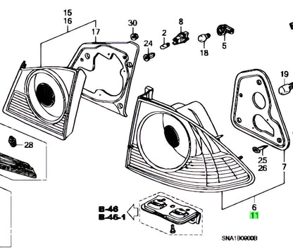 OEM LAMP UNIT, L. TAIL Genuine HONDA Civic DBA-FD1 33551-SNB-003