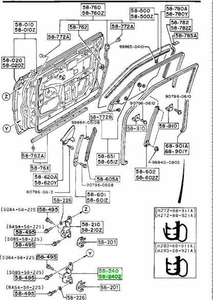 Genuine Mazda Front Door Hinges Left & Right B156-59-210 B156-59-240 LH RH1