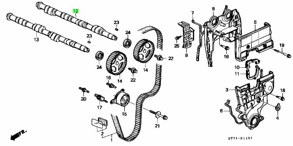 OEM Honda Acura Integra GS-R DC2 B18C Intake Camshaft 14111-P72-900 Genuine0
