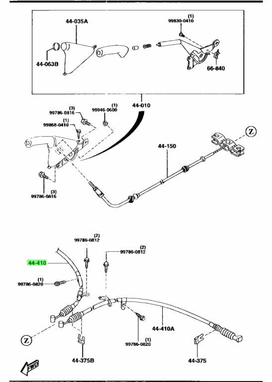 MAZDA RX-7 FD3S 1992-2002 REAR RIGHT PARKING BRAKE CABLE FD01-44-410A emergency 2