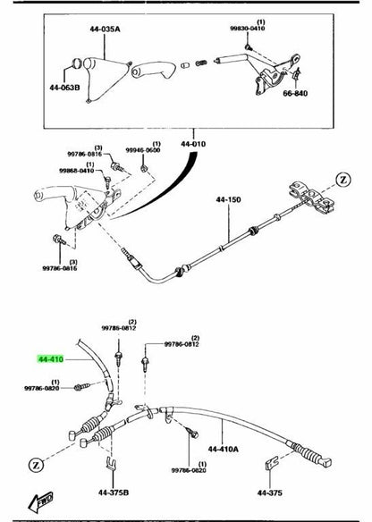 MAZDA RX-7 FD3S 1992-2002 REAR RIGHT PARKING BRAKE CABLE FD01-44-410A emergency 2