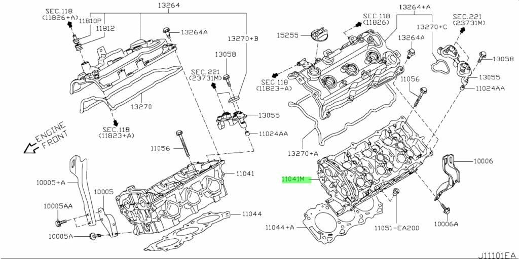 Genuine Nissan 350Z Z33 LH Left Cylinder Head Assembly 11090-JA10A OEM0