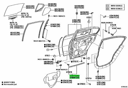 Genuine Toyota GS F Rear Door Weatherstrip No.2 RH LH 67887-30170 67888-301701