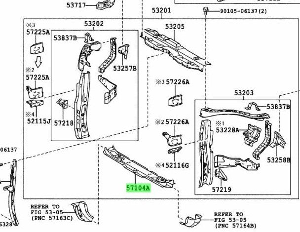 OEM Genuine TOYOTA LEXUS RX270/350/450H Front Cross Member Sub-Assy 57104-480501