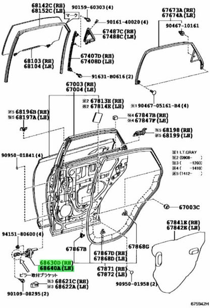 LEXUS RX270/350/450H RearDoorCheck Silver Pillar Bracket 68630-48051 68640-480411