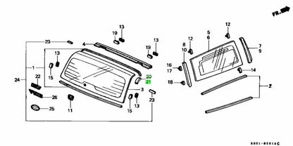 NEW Genuine Honda Rear Windshield Side Molding LH RH Set OEM 73260/73265-S2H-0000