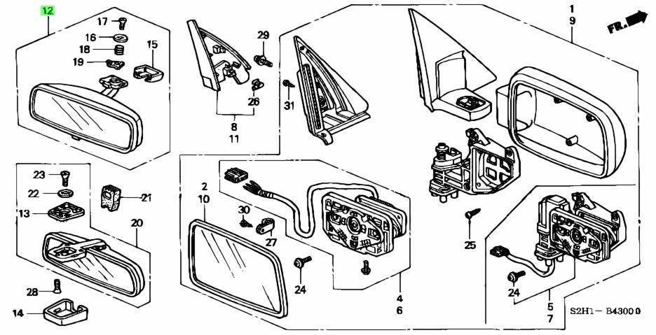 NEW Genuine Honda Rear View Mirror Day Night Auto Dimming OEM 76400-ST0-003ZA1