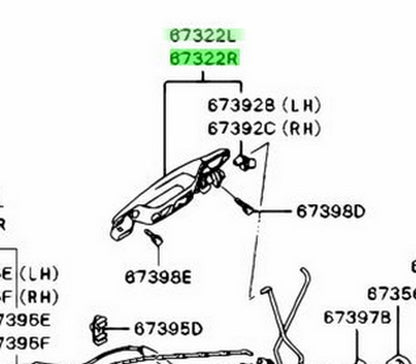 Genuine Mitsubishi Evo 9 CT9A Blue Front Door Handles Pair MR653292 MR6532911