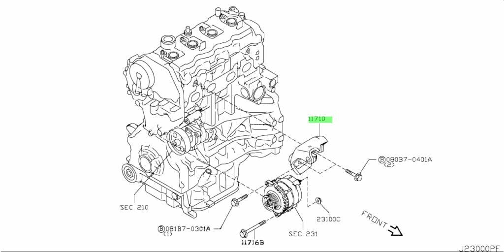 Nissan OEM Alternator Mount Bracket 11710-JG30A for 08-09 Altima 08-13 Rogue