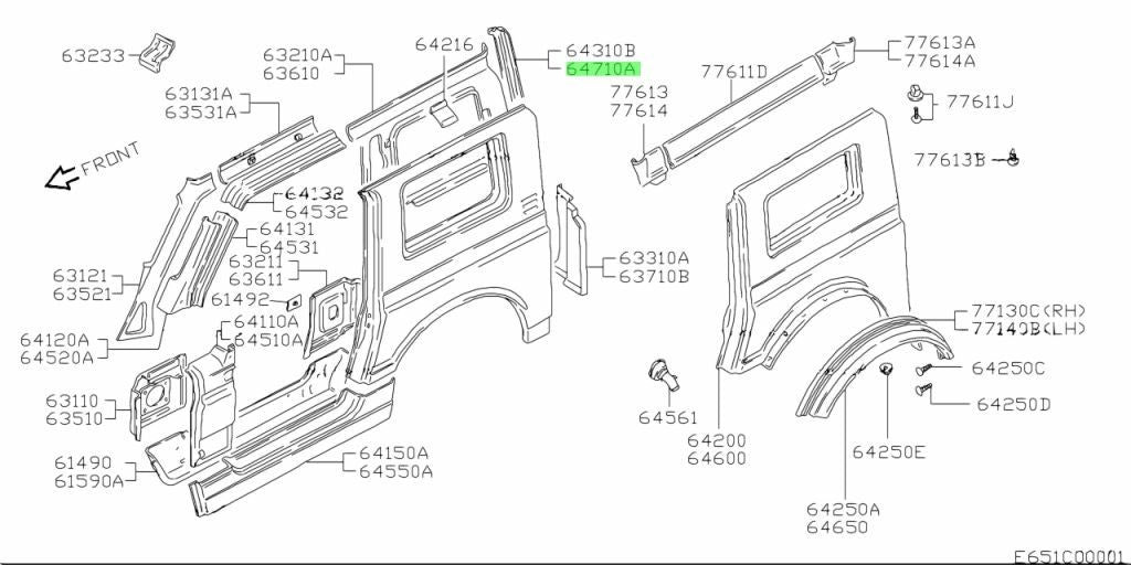 OEM Genuine Suzuki Jimny Samurai Rear Back Outer Panel LH 64710-80100 64710801001