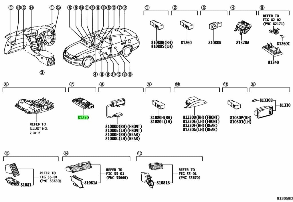 81360-30060-A0 Toyota Lamp assy, room, no.2 8136030060A0, New Genuine OEM Part