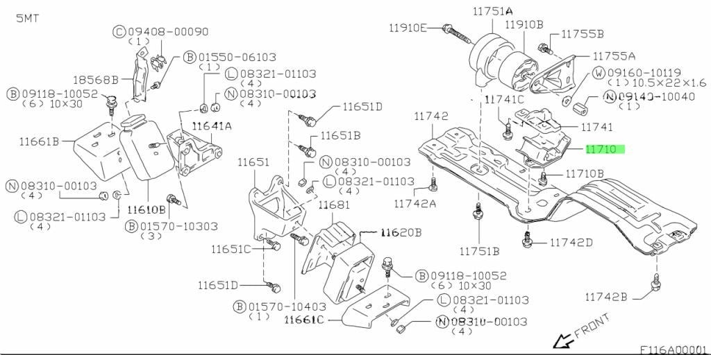 11710-60A01-000 Suzuki Mounting,eng rr 1171060A01000, New Genuine OEM Part1