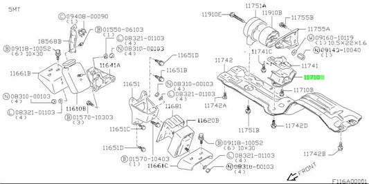 11710-60A01-000 Suzuki Mounting,eng rr 1171060A01000, New Genuine OEM Part1