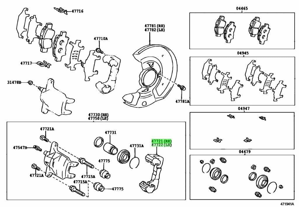Genuine Toyota Front Caliper Bracket RH LH Set 47721-52020 47722-52020 Echo0